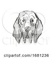 Poster, Art Print Of Bloodhound Dog Breed Cartoon Retro Drawing