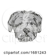 Poster, Art Print Of Bouvier Des Flandres Dog Breed Cartoon Retro Drawing