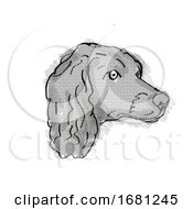 Boykin Spaniel Dog Breed Cartoon Retro Drawing