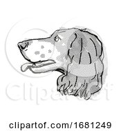 French Spaniel Dog Breed Cartoon Retro Drawing
