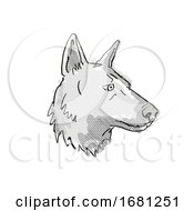 Poster, Art Print Of German Shepherd Dog Breed Cartoon Retro Drawing