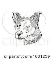 Poster, Art Print Of Canaan Dog Breed Cartoon Retro Drawing