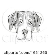 Poster, Art Print Of Entlebucher Mountain Dog Dog Breed Cartoon Retro Drawing