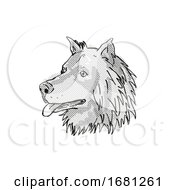 Poster, Art Print Of Eurasier Or Eurasian Spitz Dog Breed Cartoon Retro Drawing