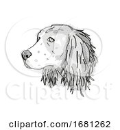 Poster, Art Print Of English Springer Spaniel Dog Breed Cartoon Retro Drawing