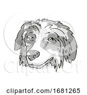 Poster, Art Print Of Bernese Mountain Dog Dog Breed Cartoon Retro Drawing
