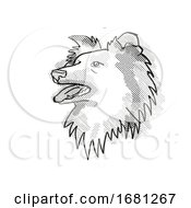 Poster, Art Print Of Shetland Sheepdog Dog Breed Cartoon Retro Drawing