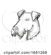 Poster, Art Print Of Airdale Terrier Dog Breed Cartoon Retro Drawing