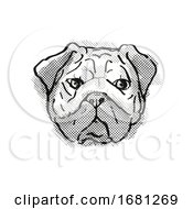 Poster, Art Print Of Chinese Pug Dog Breed Cartoon Retro Drawing