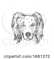 Poster, Art Print Of Australian Shepherd Dog Breed Cartoon Retro Drawing