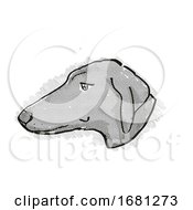 Poster, Art Print Of Azawakh Dog Breed Cartoon Retro Drawing