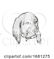 Poster, Art Print Of Basset Fauve De Bretagne Dog Breed Cartoon Retro Drawing