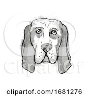 Poster, Art Print Of Basset Hound Dog Breed Cartoon Retro Drawing
