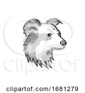 Poster, Art Print Of Shetland Sheepdog Dog Breed Cartoon Retro Drawing