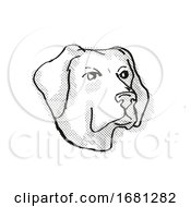 Poster, Art Print Of Labrador Retriever Dog Breed Cartoon Retro Drawing