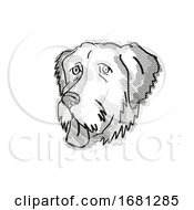 Poster, Art Print Of Aussiedoodle Dog Breed Cartoon Retro Drawing