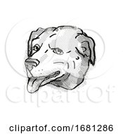 Poster, Art Print Of American Pugabull Dog Breed Cartoon Retro Drawing
