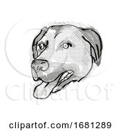 Poster, Art Print Of Anatolian Shepherd Dog Dog Breed Cartoon Retro Drawing