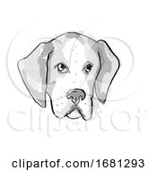 Poster, Art Print Of American Foxhound Dog Breed Cartoon Retro Drawing