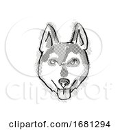 Poster, Art Print Of Alaskan Klee Kai Dog Breed Cartoon Retro Drawing