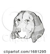 Poster, Art Print Of American English Coonhound Dog Breed Cartoon Retro Drawing