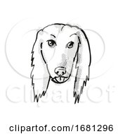 Poster, Art Print Of Afghan Hound Dog Breed Cartoon Retro Drawing