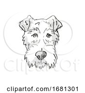 Poster, Art Print Of Fox Terrier Dog Breed Cartoon Retro Drawing