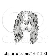 Poster, Art Print Of English Cocker Spaniel Dog Breed Cartoon Retro Drawing