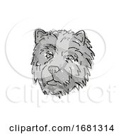 Poster, Art Print Of Chow Chow Dog Breed Cartoon Retro Drawing