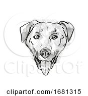 Poster, Art Print Of Chinook Dog Breed Cartoon Retro Drawing