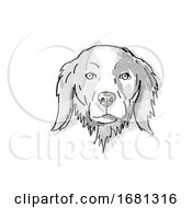 Poster, Art Print Of Brittany Or Brittany Spaniel Dog Breed Cartoon Retro Drawing