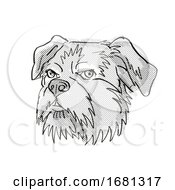 Poster, Art Print Of Brussels Griffon Dog Breed Cartoon Retro Drawing