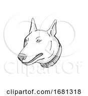 Poster, Art Print Of Bull Terrier Dog Breed Cartoon Retro Drawing