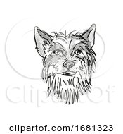 Poster, Art Print Of Chinese Crested Dog Breed Cartoon Retro Drawing