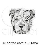 Poster, Art Print Of Chinese Shar-Pei Dog Breed Cartoon Retro Drawing