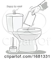 Hand Putting A Voters Ballot Down A Toilet