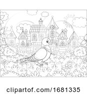 Poster, Art Print Of Pigeon Near A Town