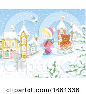 Poster, Art Print Of Boy And Puppy Playing In The Snow