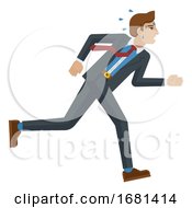 Poster, Art Print Of Business Man Stress Pressure Tired Running Concept