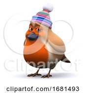 3d Robin With Wool Hat