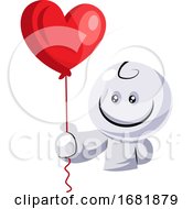 White Character Holding Red Balloon