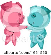 Couple Of Cute Pigs In Love