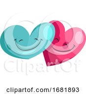 Blue And Pink Heart In Love