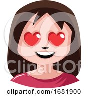 Poster, Art Print Of Girl With Heart Shaped Eyes