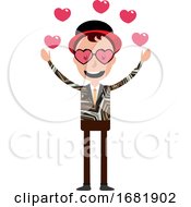 Poster, Art Print Of Cartoon Funny Young Man In Love