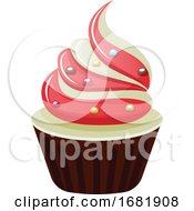 Cupcake With Red And White Frosting