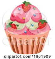 Poster, Art Print Of Rut Cupcake With Strawberries As A Roasting