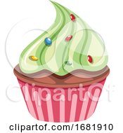 Poster, Art Print Of Chocolate Cupcake With Green Topping
