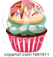 Poster, Art Print Of Colorful Cupcake With Sprinkles