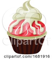 Poster, Art Print Of Chocolate Cupcake With Red And White Chocolate Topping